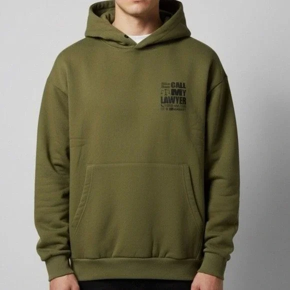 Chinatown Market "Call My Lawyer" Graphic Hoodie Olive Green Men's Size 2XL NEW! - Picture 2 of 6